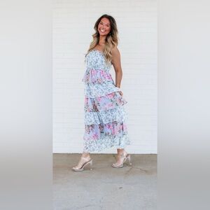 Sweet Lemon🍋 Floral Tiered Ruffle Maxi Dress